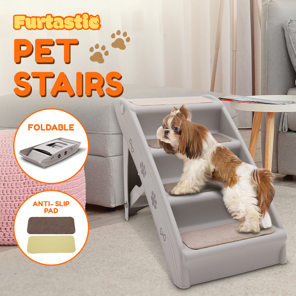 Furtastic Foldable Pet Stairs in Grey - 50cm